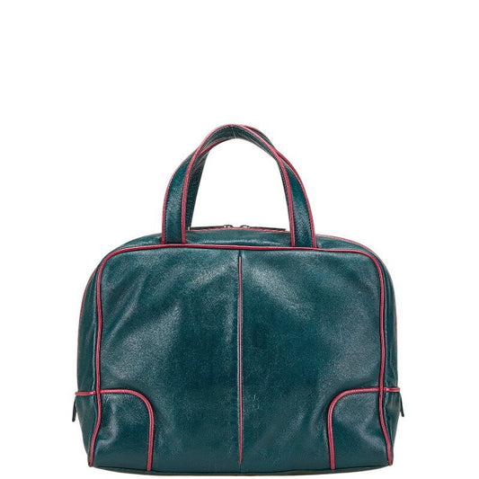 LOEWE Hand Bag Tote Purse Leather Green Purple Authentic