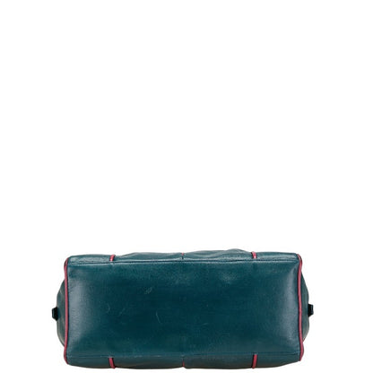 LOEWE Hand Bag Tote Purse Leather Green Purple Authentic