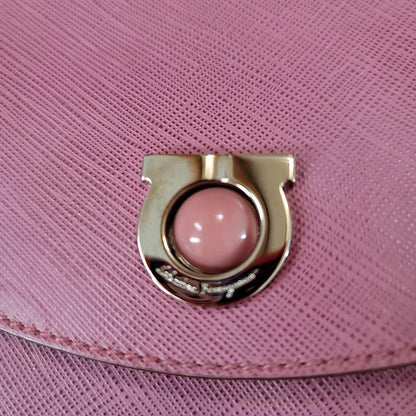 Salvatore Ferragamo Purse handbag Tote Pink Suede Women's Authentic Used
