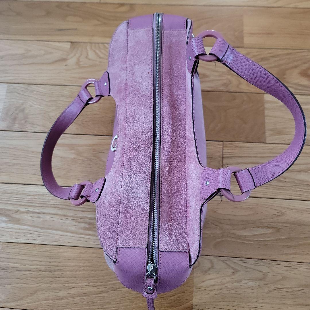 Salvatore Ferragamo Purse handbag Tote Pink Suede Women's Authentic Used