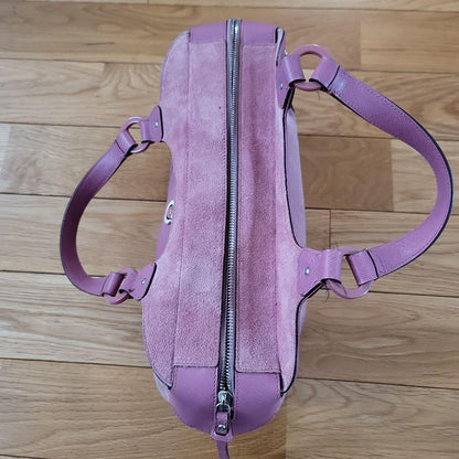 Salvatore Ferragamo Purse handbag Tote Pink Suede Women's Authentic Used