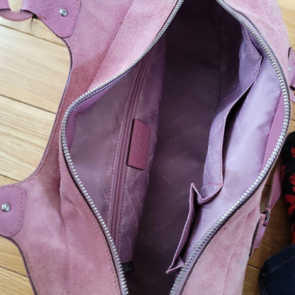 Salvatore Ferragamo Purse handbag Tote Pink Suede Women's Authentic Used