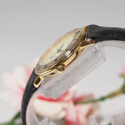 GUCCI Quartz Watch Wristwatch Black Gold Beige Women's Authentic