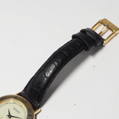 GUCCI Quartz Watch Wristwatch Black Gold Beige Women's Authentic