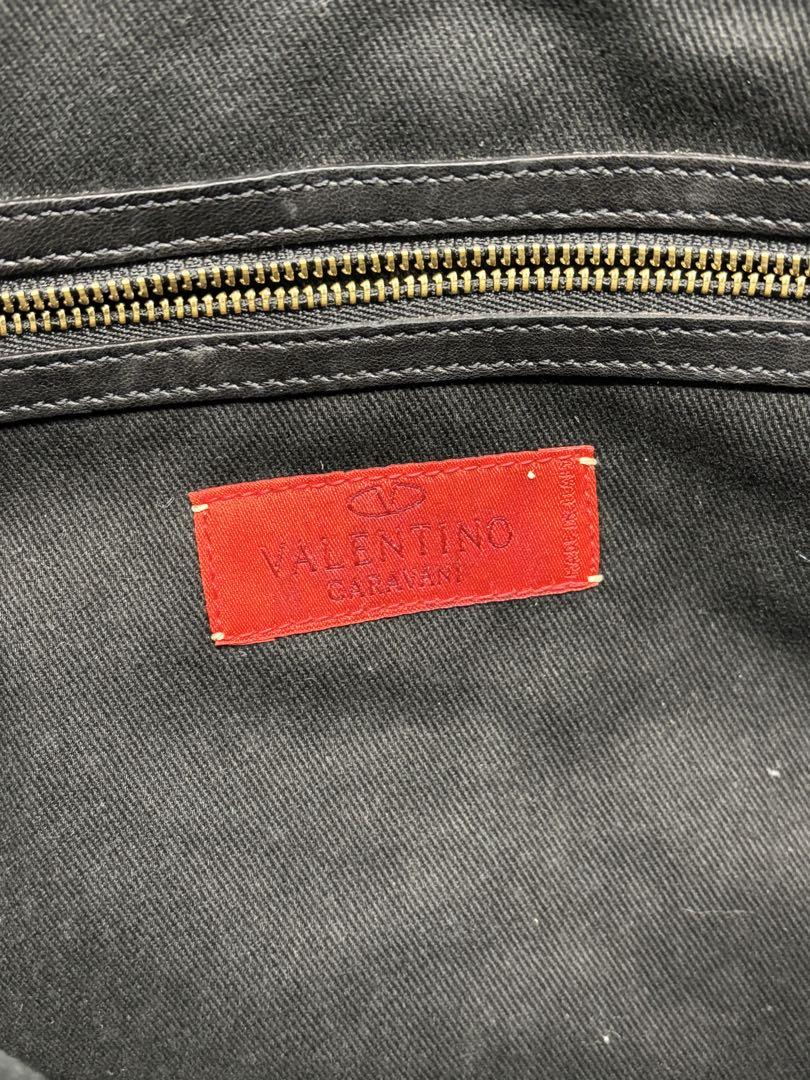 Valentino Garavani Bag Shoulder Hand Tote Purse Leather Authentic Black Gold