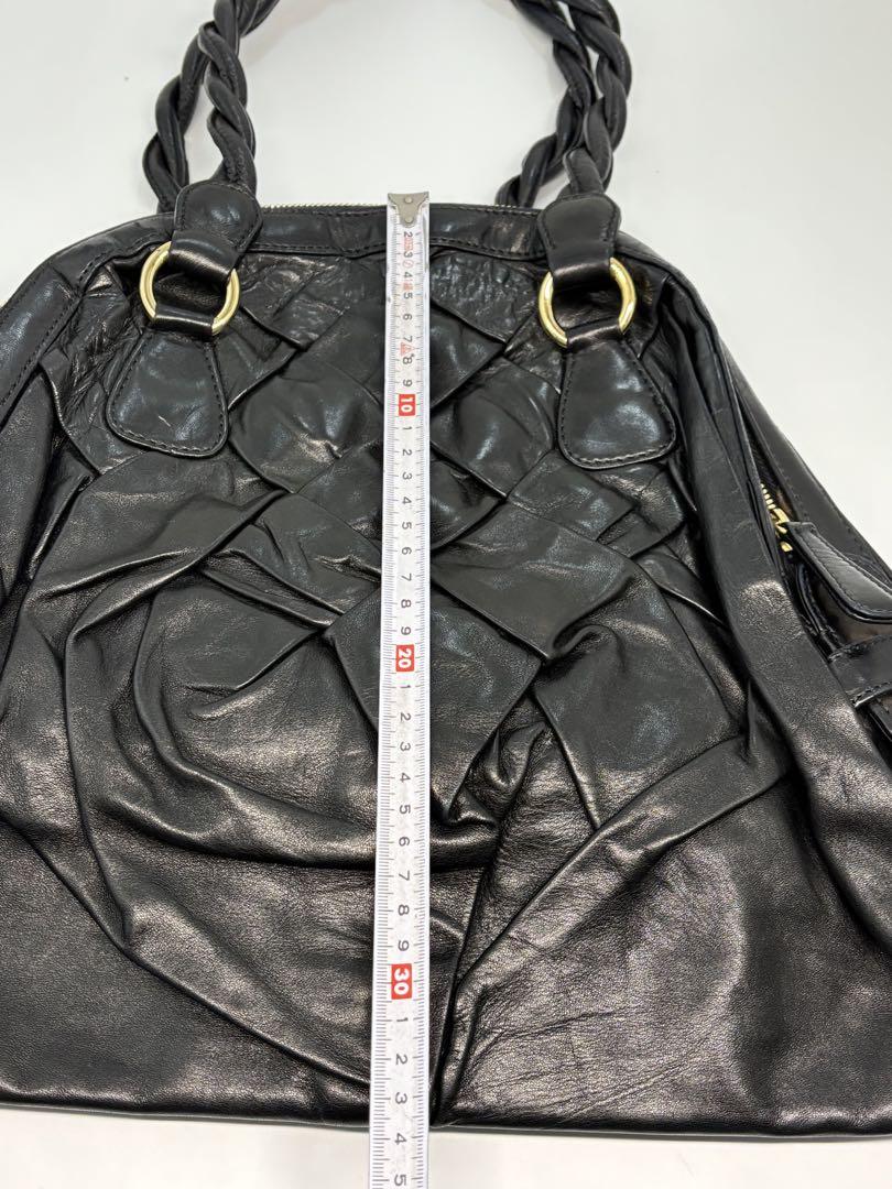 Valentino Garavani Bag Shoulder Hand Tote Purse Leather Authentic Black Gold