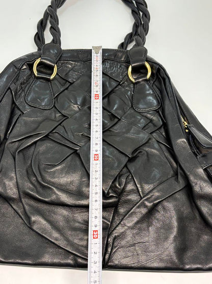 Valentino Garavani Bag Shoulder Hand Tote Purse Leather Authentic Black Gold