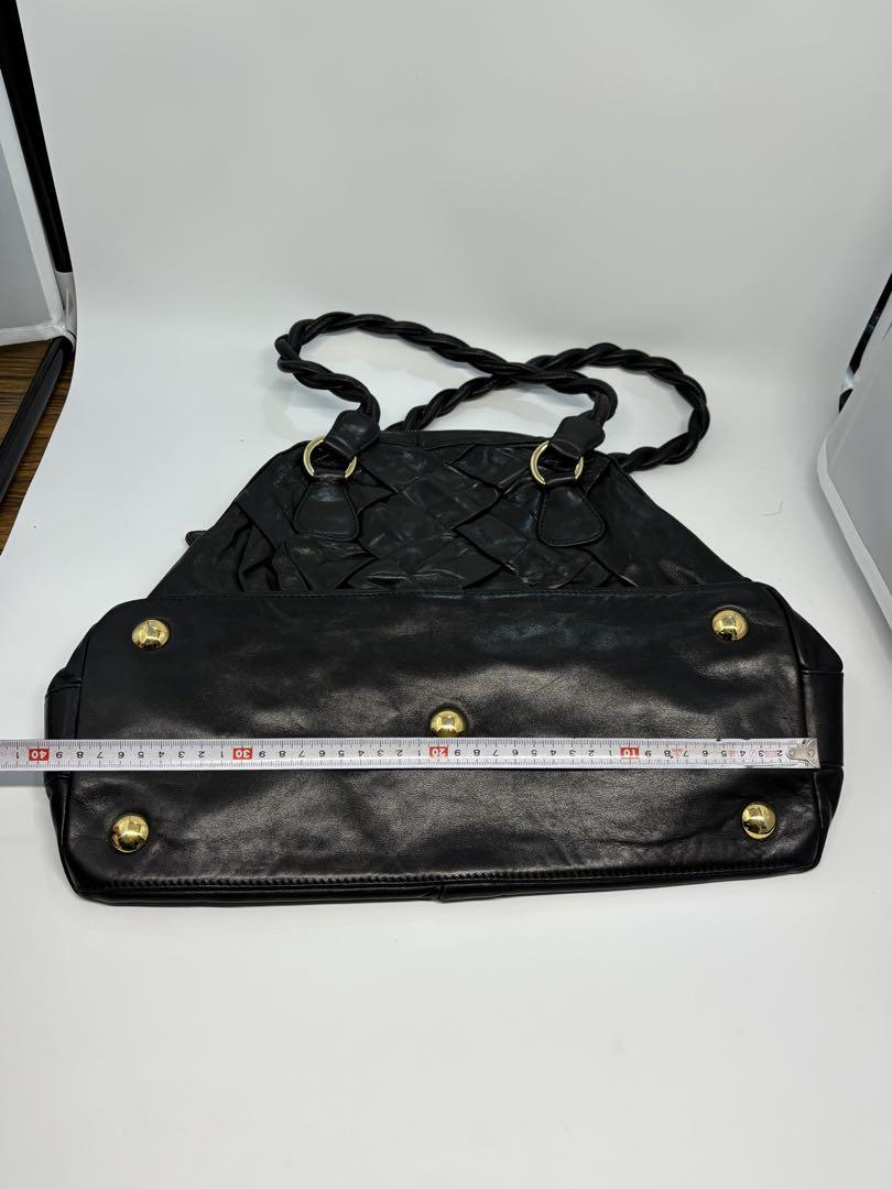 Valentino Garavani Bag Shoulder Hand Tote Purse Leather Authentic Black Gold