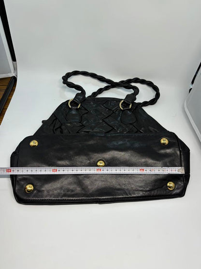 Valentino Garavani Bag Shoulder Hand Tote Purse Leather Authentic Black Gold