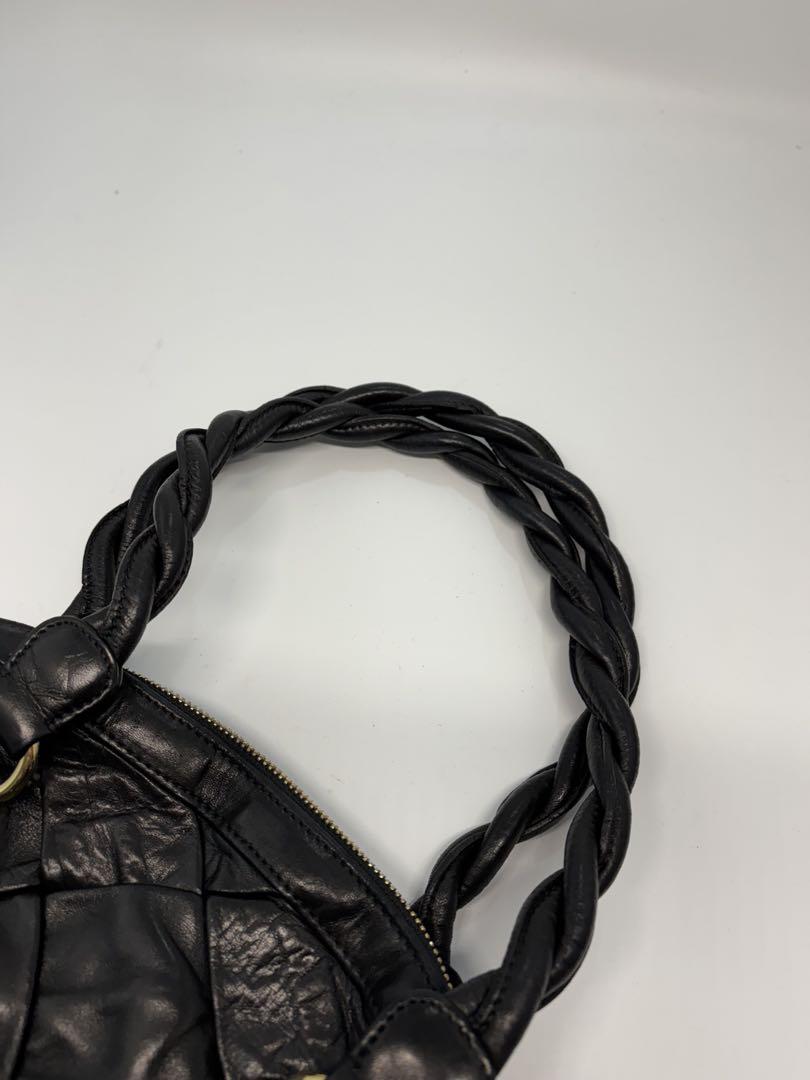 Valentino Garavani Bag Shoulder Hand Tote Purse Leather Authentic Black Gold