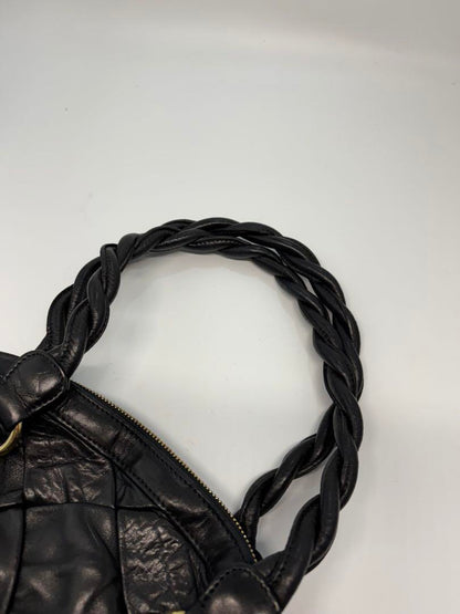 Valentino Garavani Bag Shoulder Hand Tote Purse Leather Authentic Black Gold