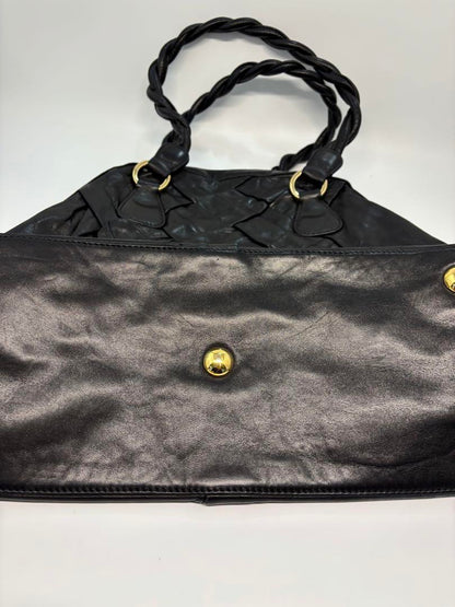 Valentino Garavani Bag Shoulder Hand Tote Purse Leather Authentic Black Gold