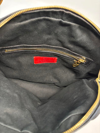 Valentino Garavani Bag Shoulder Hand Tote Purse Leather Authentic Black Gold