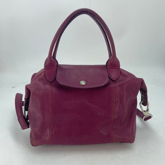 Longchamp handbag Purse Le Pliage Purple Leather Authentic Women's Used