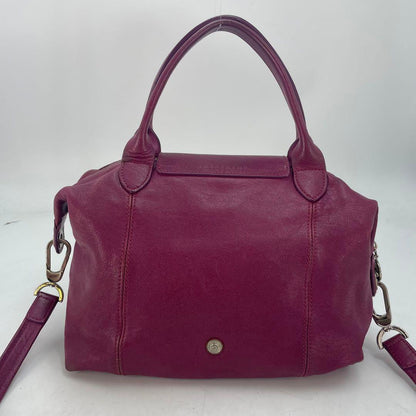 Longchamp handbag Purse Le Pliage Purple Leather Authentic Women's Used