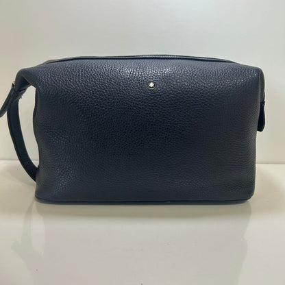 Montblanc Second Bag Clutch Bag Leather Navy Authentic