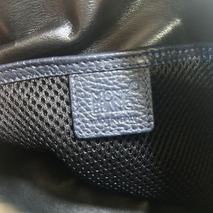 Montblanc Second Bag Clutch Bag Leather Navy Authentic