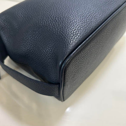 Montblanc Second Bag Clutch Bag Leather Navy Authentic