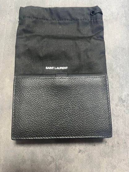 Saint Laurent Bi-fold Card Holder Wallet Case Flap Purse Compact YSL Cassandra