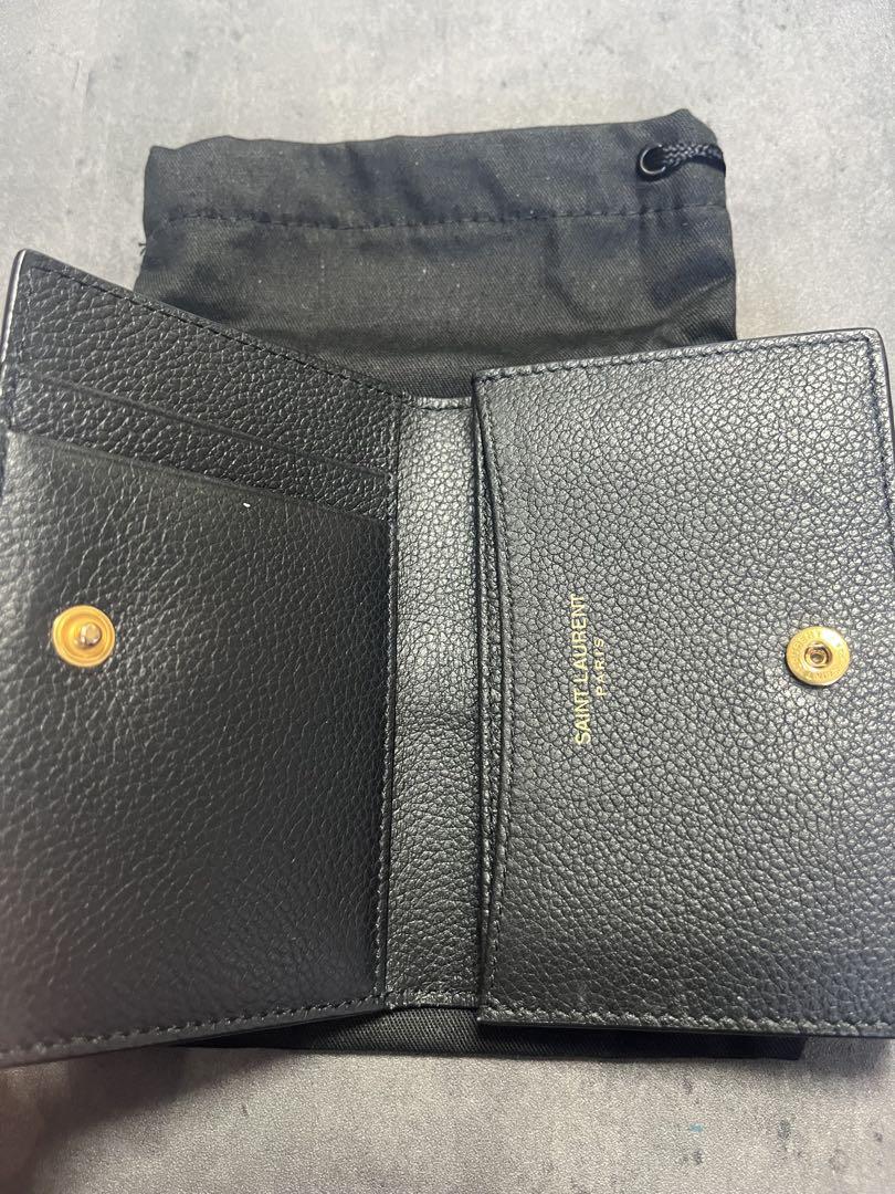 Saint Laurent Bi-fold Card Holder Wallet Case Flap Purse Compact YSL Cassandra