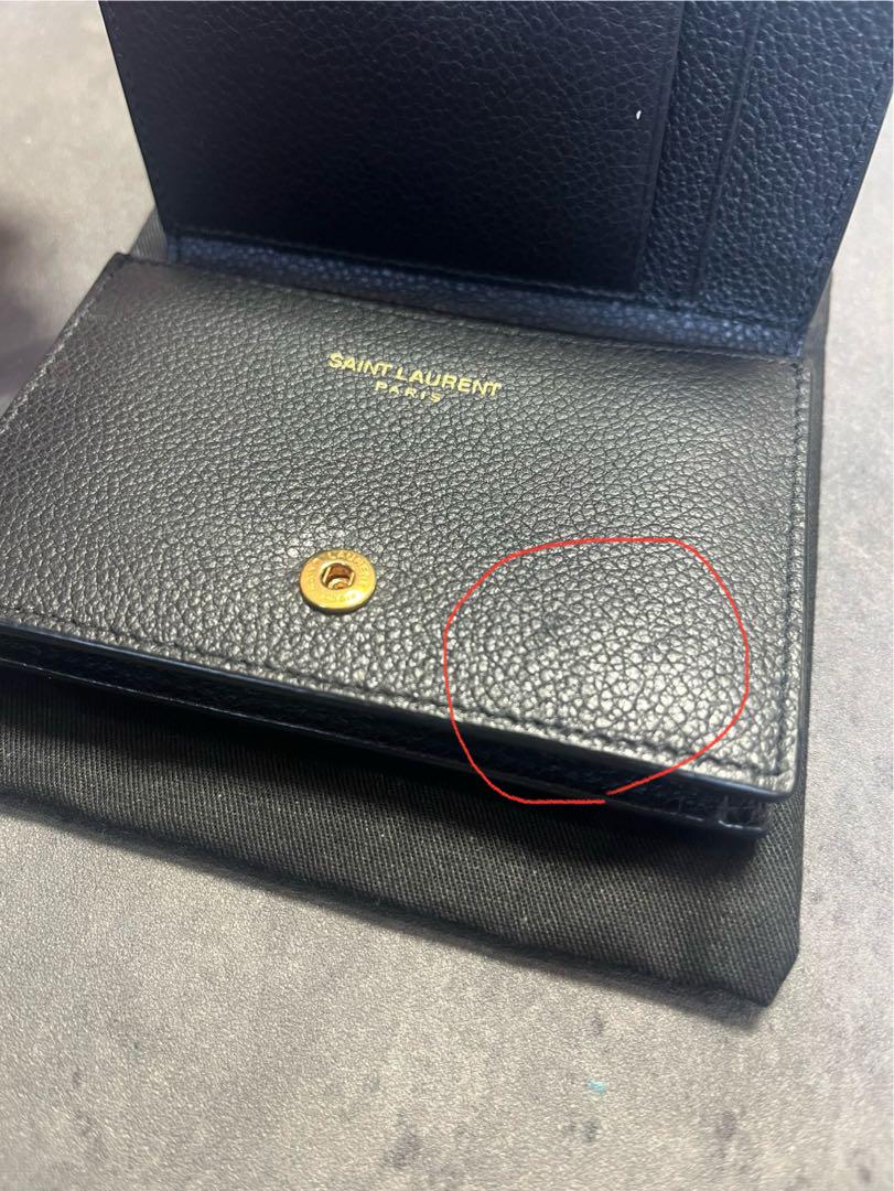 Saint Laurent Bi-fold Card Holder Wallet Case Flap Purse Compact YSL Cassandra