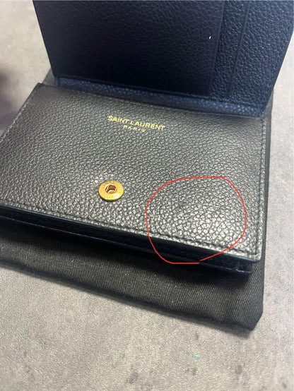 Saint Laurent Bi-fold Card Holder Wallet Case Flap Purse Compact YSL Cassandra