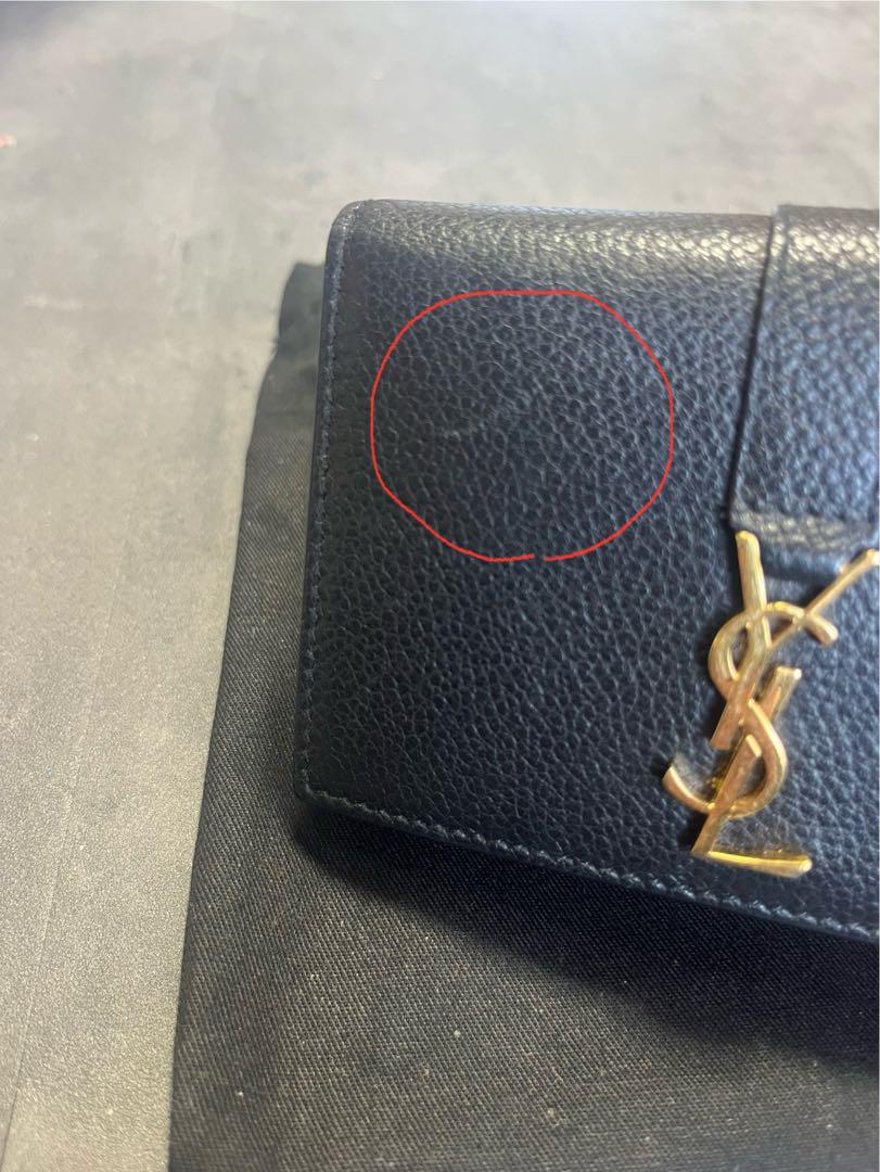 Saint Laurent Bi-fold Card Holder Wallet Case Flap Purse Compact YSL Cassandra