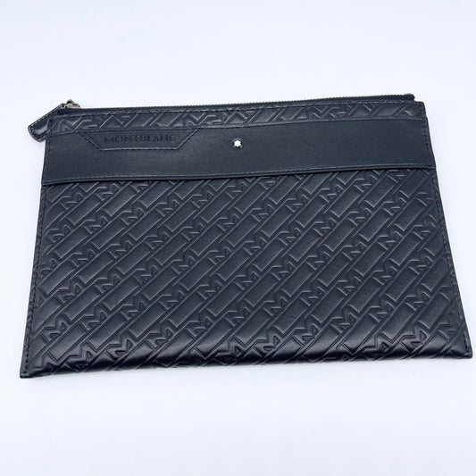 Montblanc Clutch Bag Second Bag Leather Black Authentic