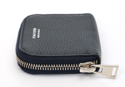TOM FORD Coin Case Wallet Purse Compact Leather Navy Authentic