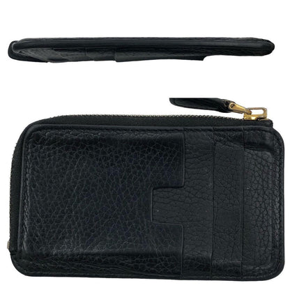 TOM FORD Coin Case Card Holder Wallet Purse Compact Leather Black Authentic
