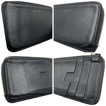 TOM FORD Coin Case Card Holder Wallet Purse Compact Leather Black Authentic