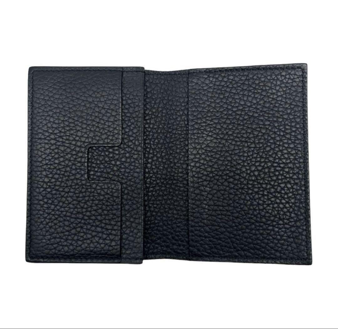 TOM FORD Bi-fold Card Holder Wallet Case Flap Purse Compact Leather Black Auth