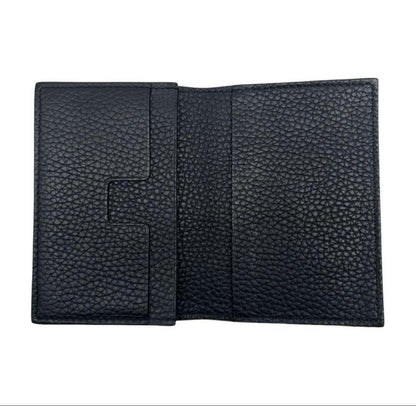 TOM FORD Bi-fold Card Holder Wallet Case Flap Purse Compact Leather Black Auth
