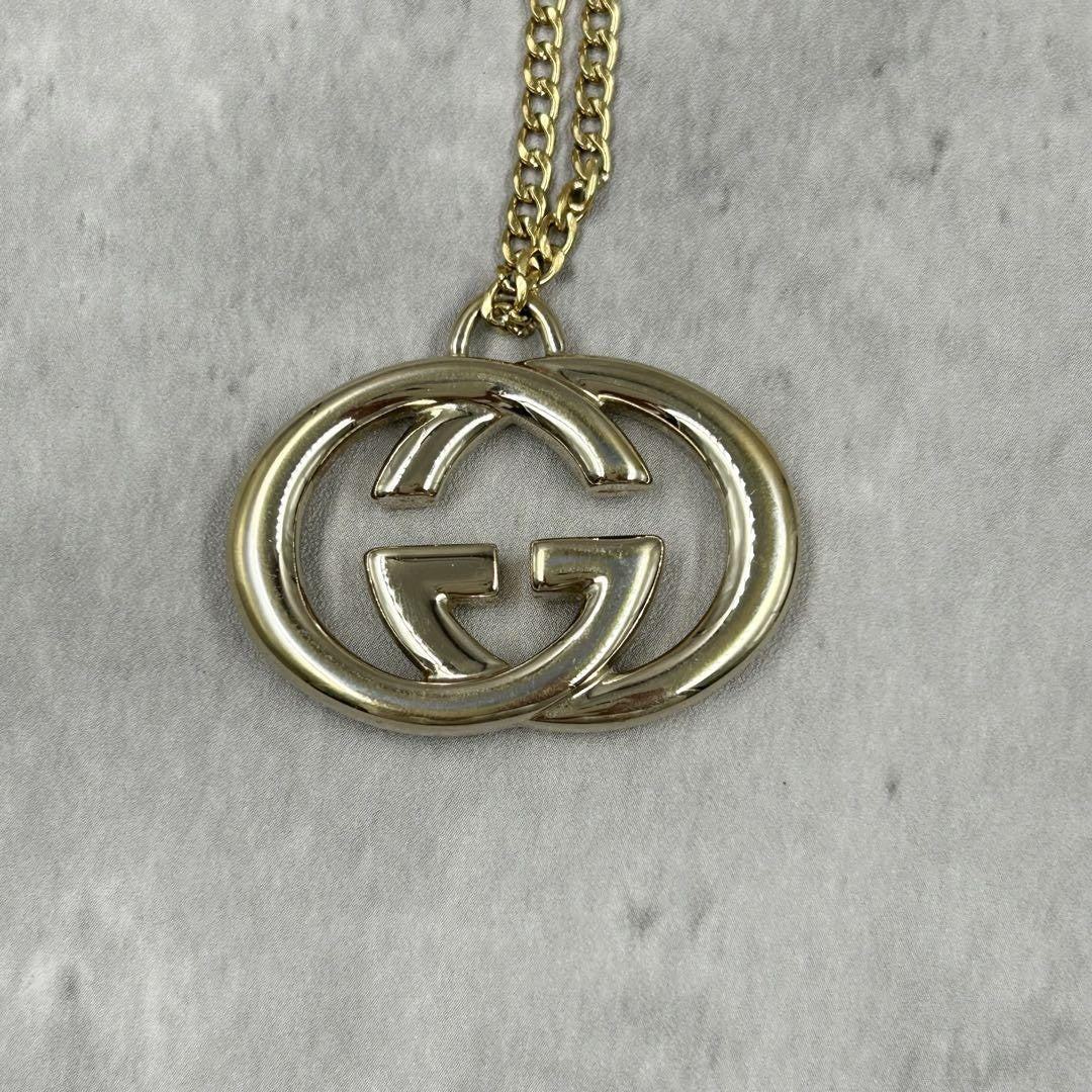 GUCCI Necklace Pendant Interlocking Gold Women Accessory Authentic