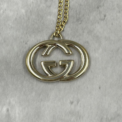 GUCCI Necklace Pendant Interlocking Gold Women Accessory Authentic