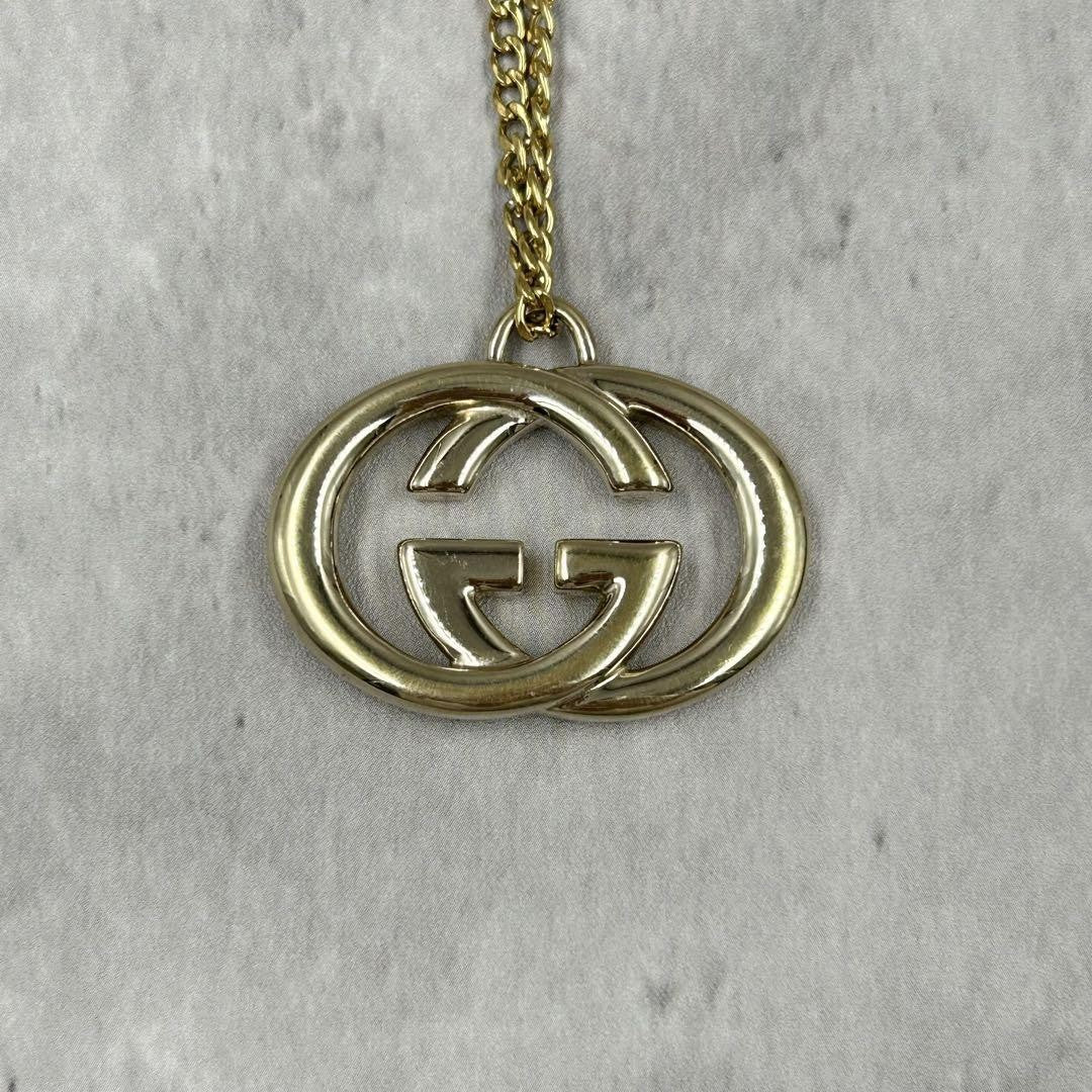 GUCCI Necklace Pendant Interlocking Gold Women Accessory Authentic
