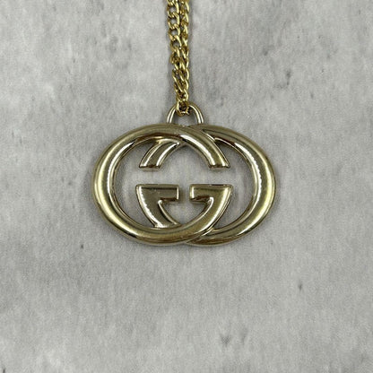 GUCCI Necklace Pendant Interlocking Gold Women Accessory Authentic