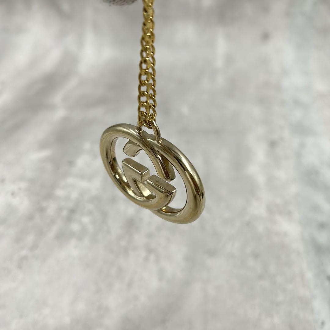 GUCCI Necklace Pendant Interlocking Gold Women Accessory Authentic