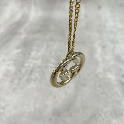 GUCCI Necklace Pendant Interlocking Gold Women Accessory Authentic