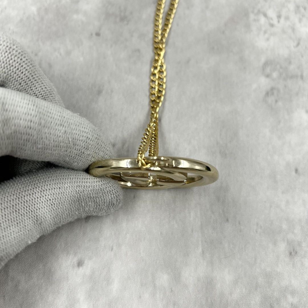GUCCI Necklace Pendant Interlocking Gold Women Accessory Authentic