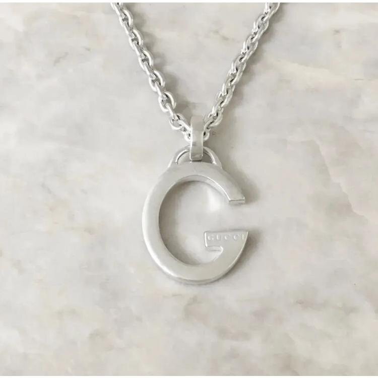GUCCI Necklace Pendant G Silver 925 Unisex Accessory Authentic
