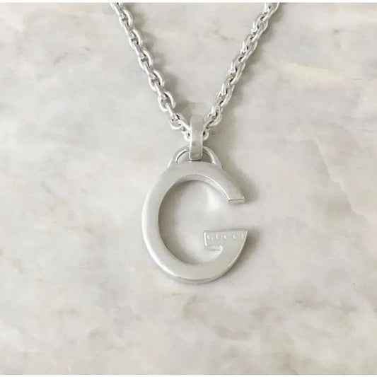 GUCCI Necklace Pendant G Silver 925 Unisex Accessory Authentic