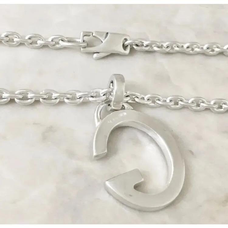 GUCCI Necklace Pendant G Silver 925 Unisex Accessory Authentic