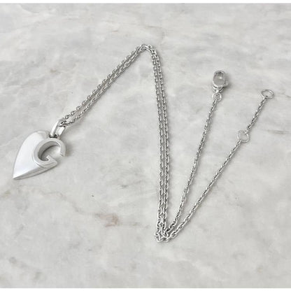 GUCCI Necklace Pendant Heart G Silver 925 Women Accessory Authentic