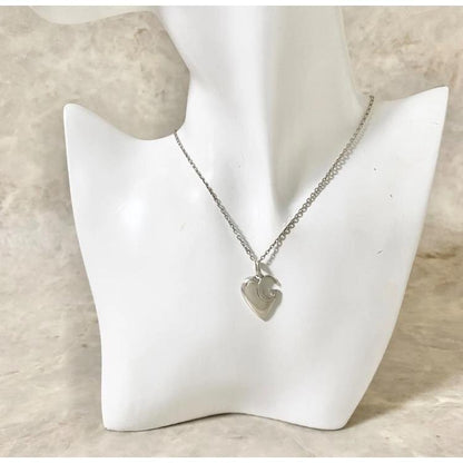 GUCCI Necklace Pendant Heart G Silver 925 Women Accessory Authentic