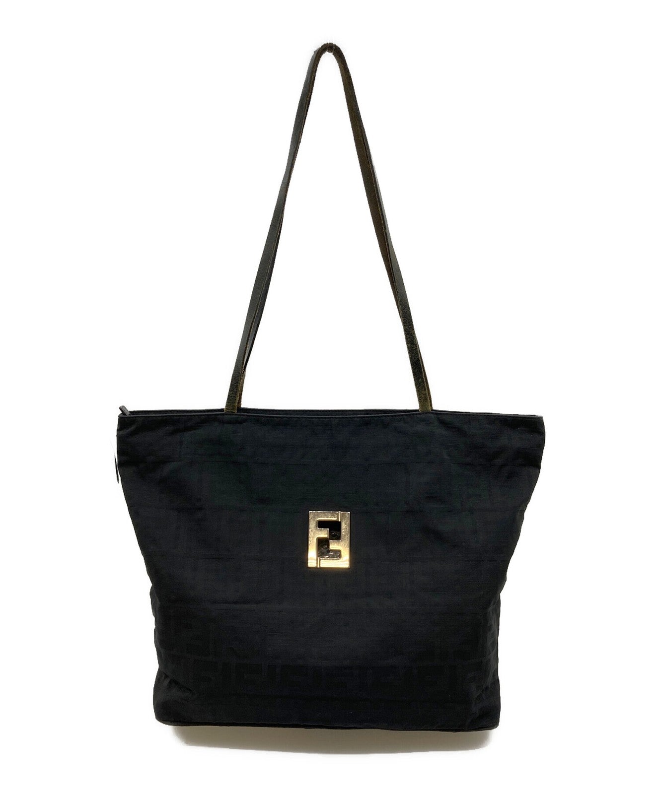 FENDI Hand Bag Tote Purse FF Zucca Black Authentic