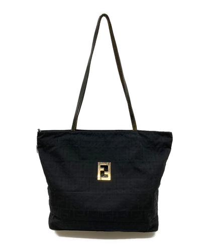 FENDI Hand Bag Tote Purse FF Zucca Black Authentic