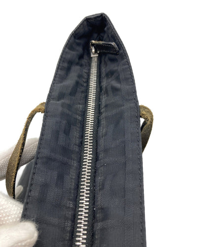 FENDI Hand Bag Tote Purse FF Zucca Black Authentic