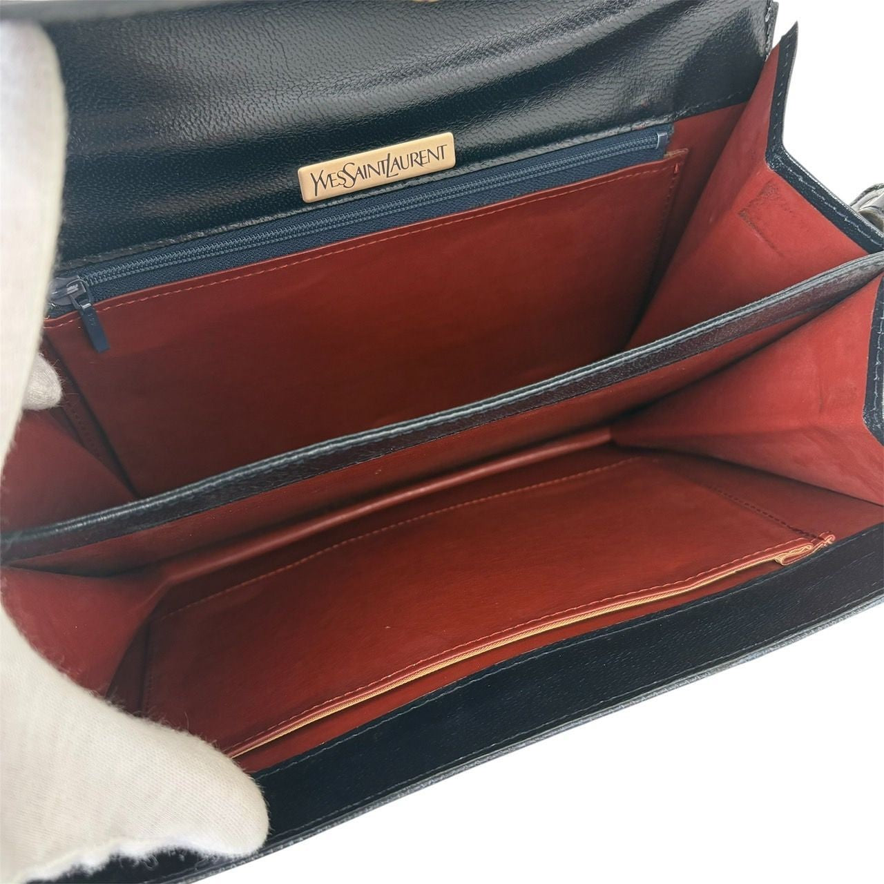 Saint Laurent Shoulder Bag Purse YSL Cassandra Leather Authentic Black