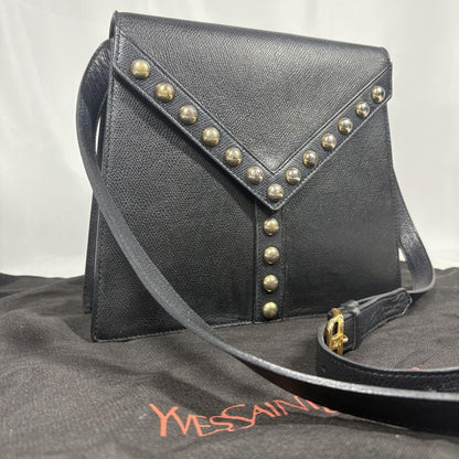 Saint Laurent Shoulder Bag Purse Y Line Leather Black Authentic